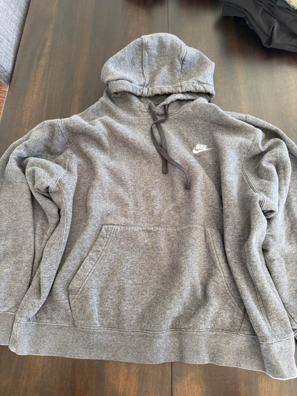 Nike Gray Pullover Hoodie with White Logo